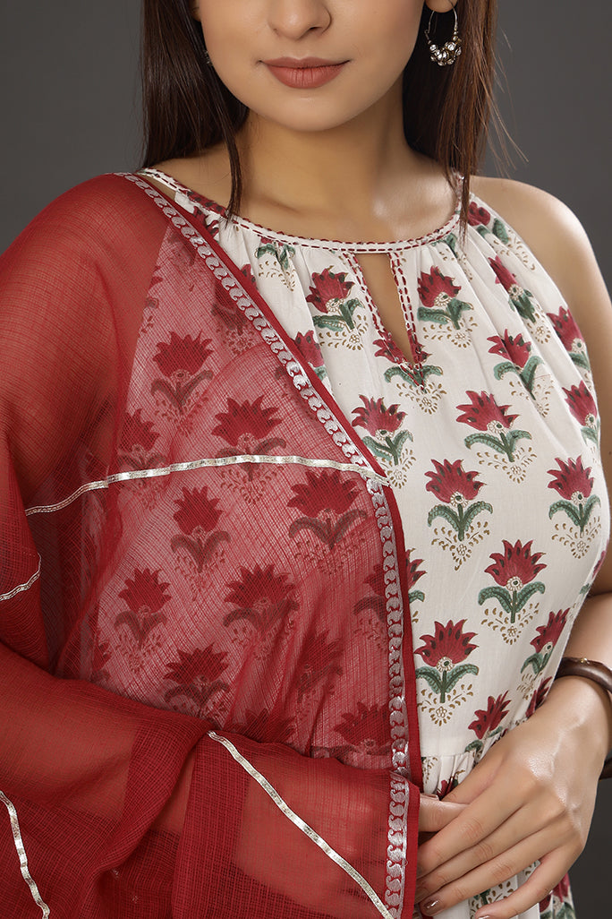 Buy Off White Chanderi Modal Halter Neck Kurta Set After Six Wear Online at  Best Price | Cbazaar